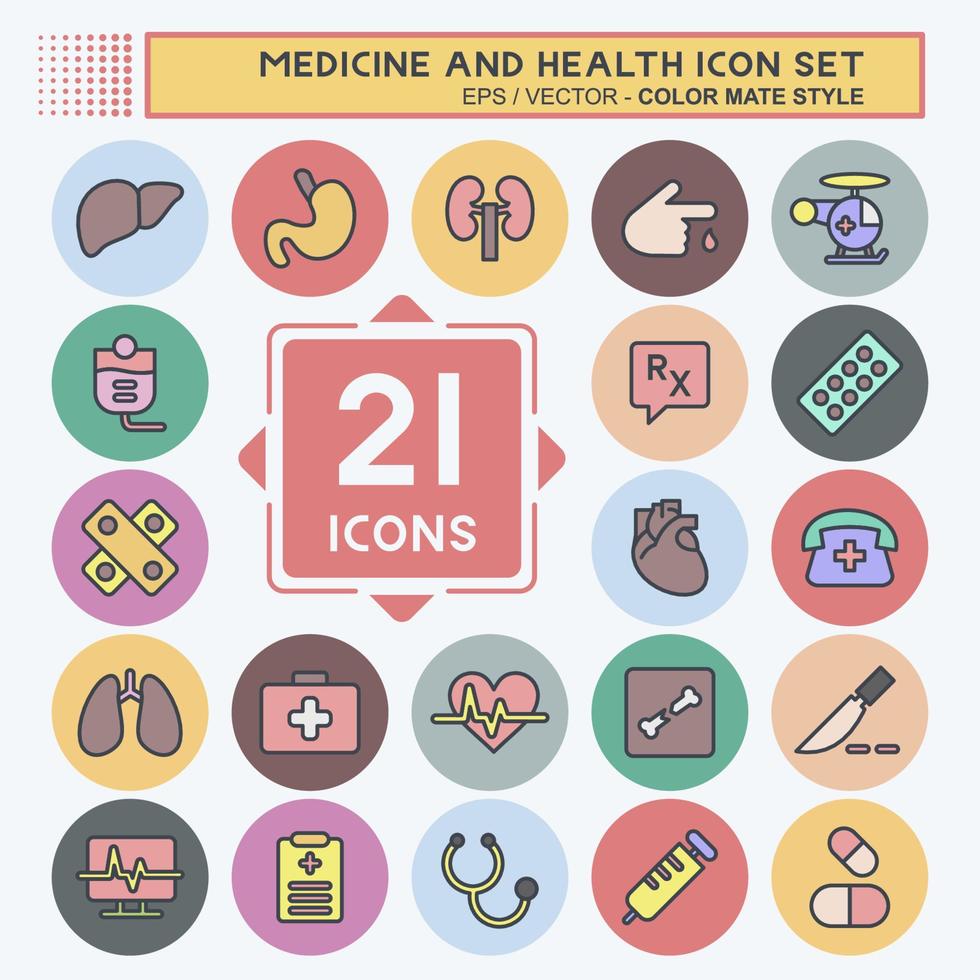 Icon Set Medicine and Health. suitable for education symbol. color mate style. simple design editable. design template vector. simple illustration Stock Free and Free SVG