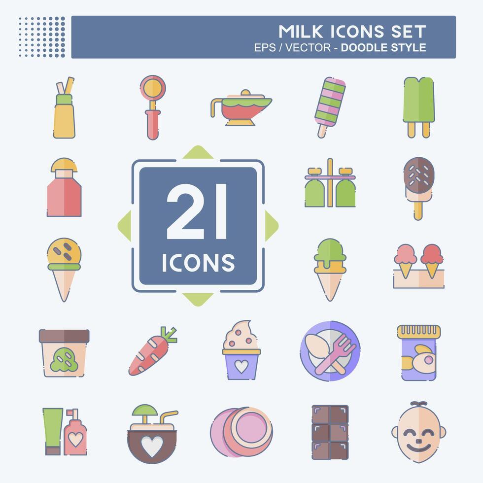 Icon Set Milk. related to Restaurant symbol. doodle style. simple design editable. simple illustration Stock Free