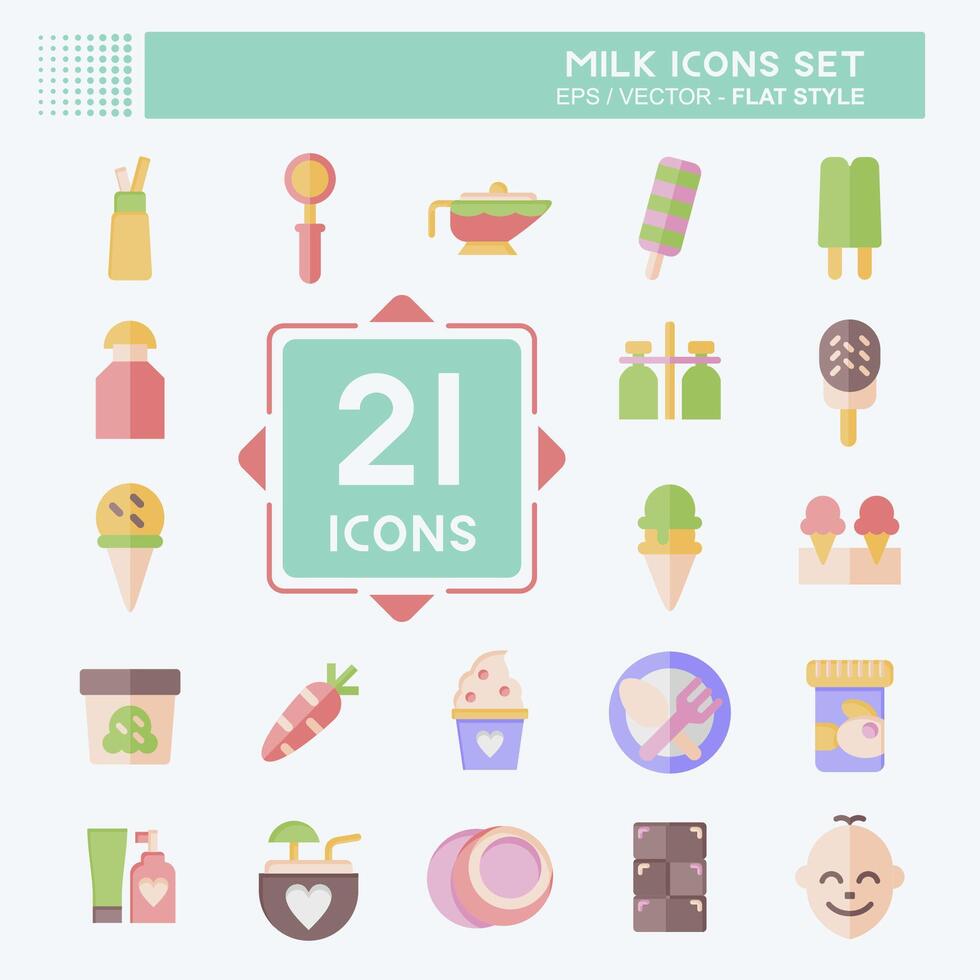 Icon Set Milk. related to Restaurant symbol. flat style. simple design editable. simple illustration Stock Free