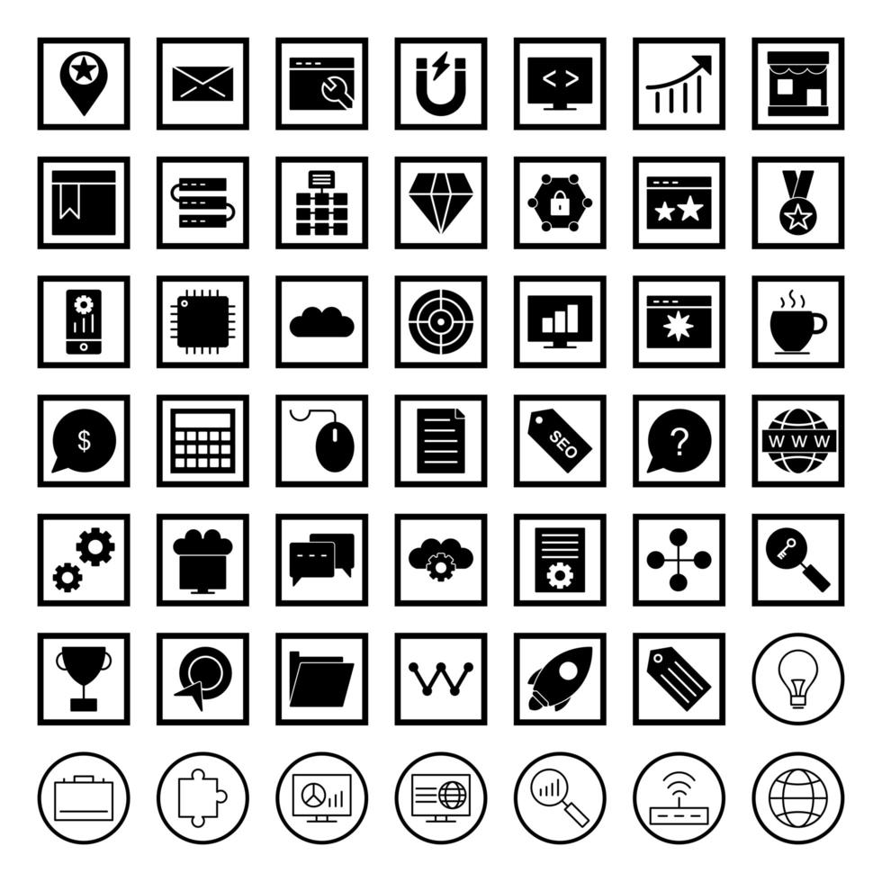 Icon Set Of Search Engine Optimization For Personal And Commercial Use… Stock Free