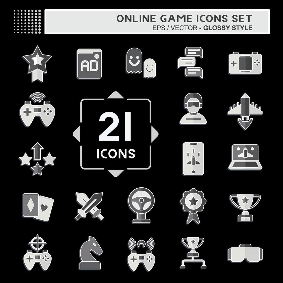 Icon Set Online Game. related to Hobby symbol. glossy style. simple design illustration Stock Free