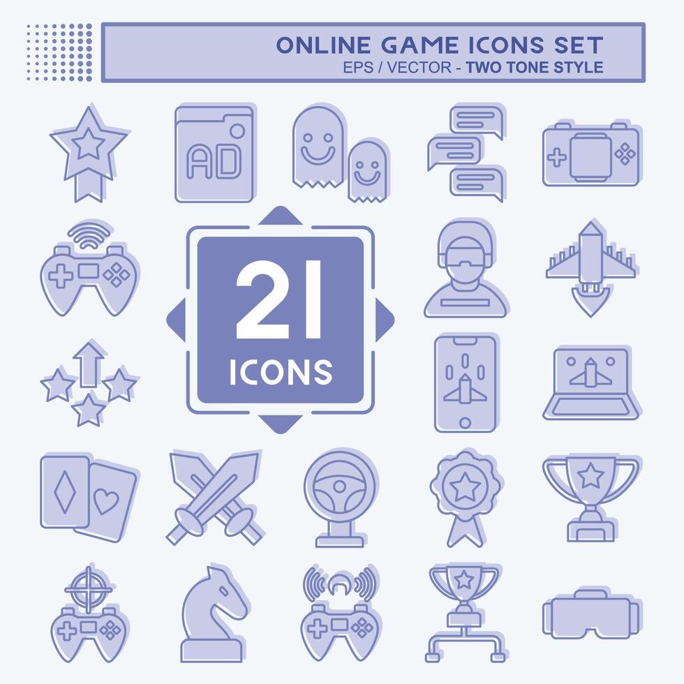 Icon Set Online Game. related to Hobby symbol. two tone style. simple design illustration Stock Free