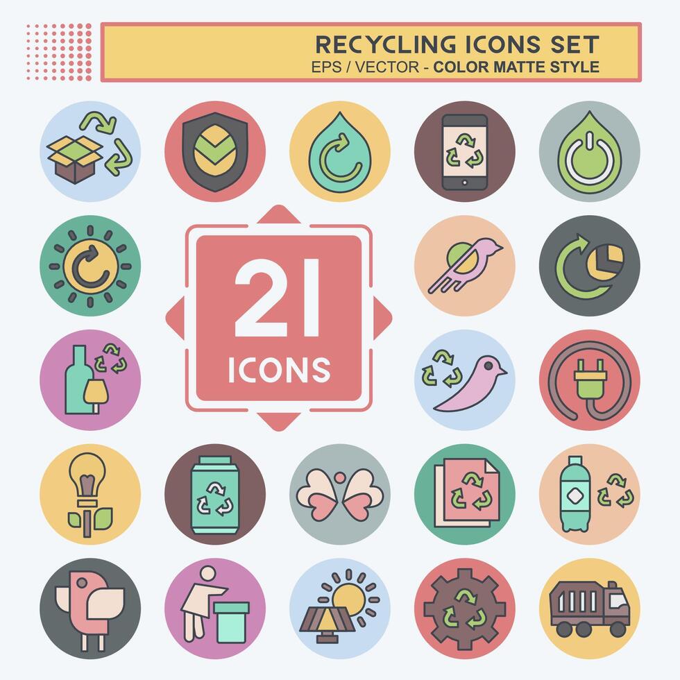 Icon Set Recycling. related to Education symbol. color mate style. simple design illustration Stock Free