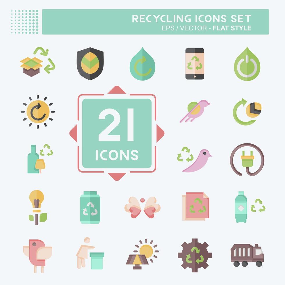 Icon Set Recycling. related to Education symbol. flat style. simple design illustration Stock Free