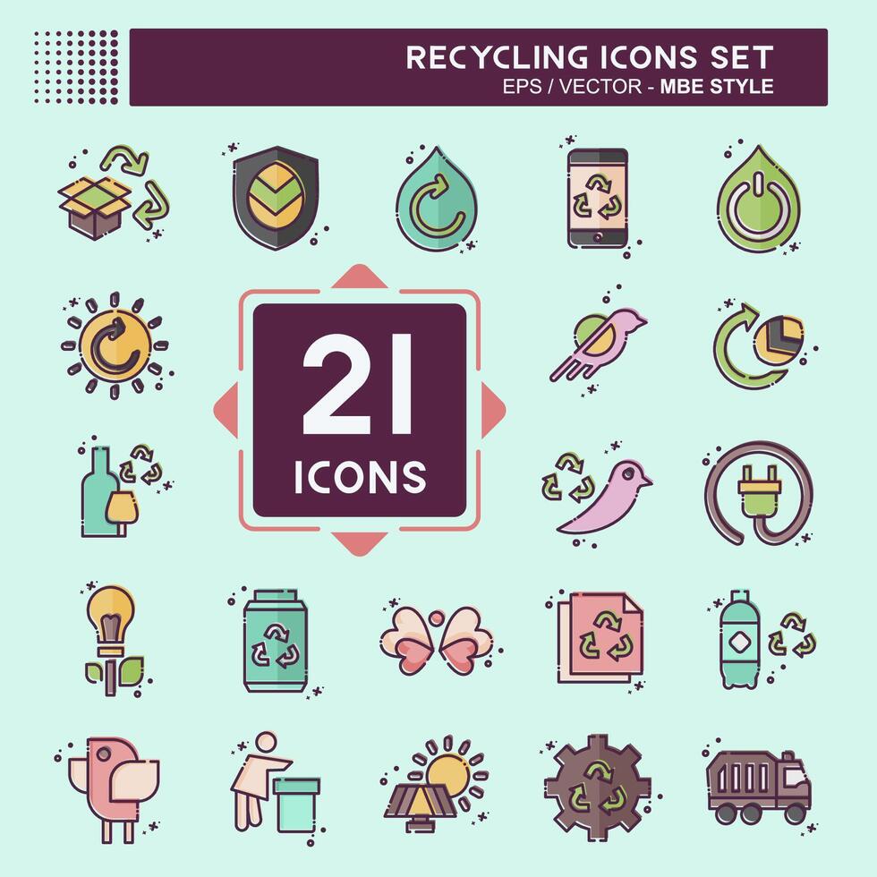 Icon Set Recycling. related to Education symbol. MBE style. simple design illustration Stock Free