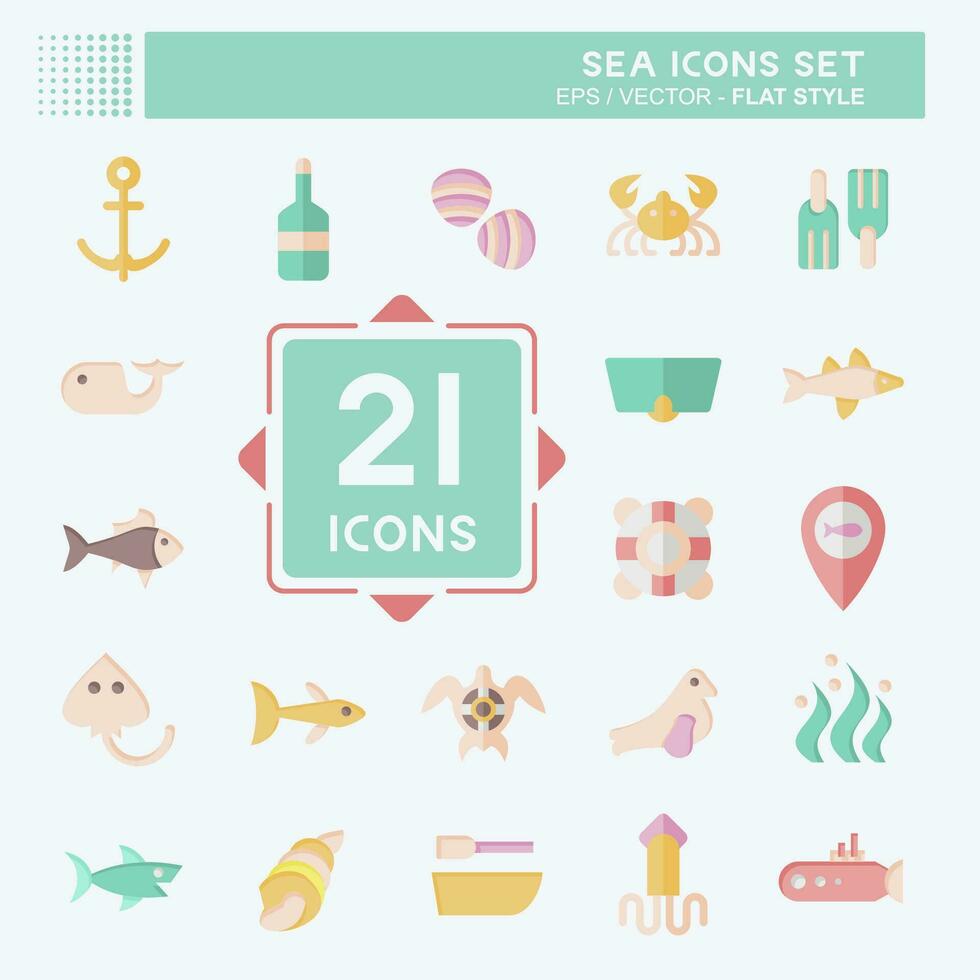 Icon Set Sea. related to Education symbol. flat style. simple design editable. simple illustration Stock Free and Free SVG