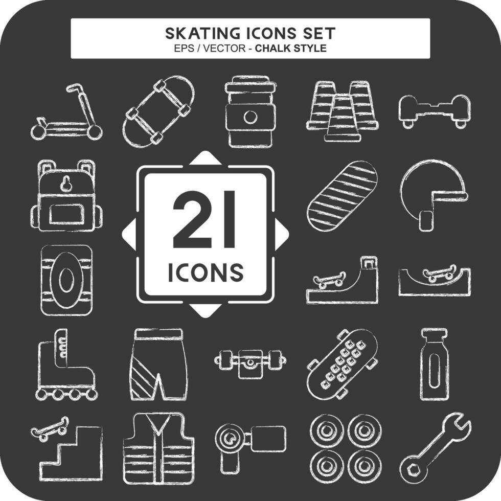 Icon Set Skating. related to Sport symbol. chalk Style. simple design illustration Stock Free