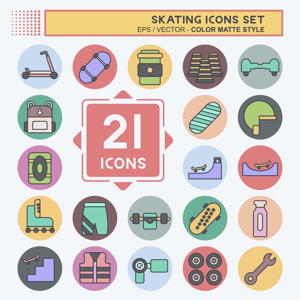 Icon Set Skating. related to Sport symbol. color mate style. simple design illustration Stock Free