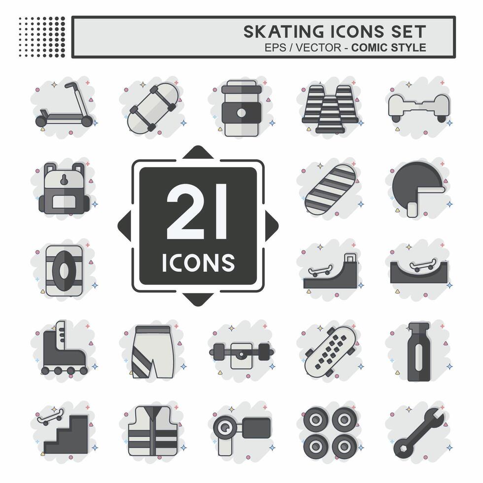 Icon Set Skating. related to Sport symbol. comic style. simple design illustration Stock Free