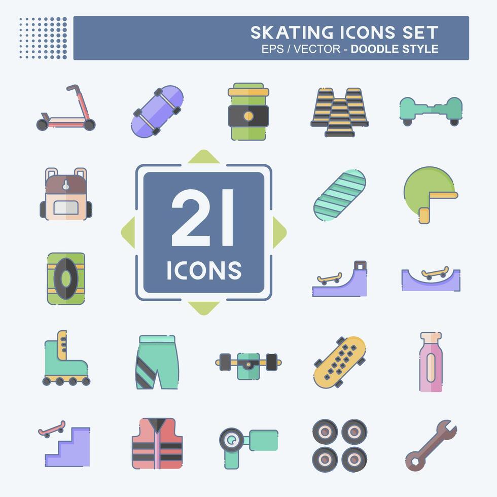 Icon Set Skating. related to Sport symbol. doodle style. simple design illustration Stock Free