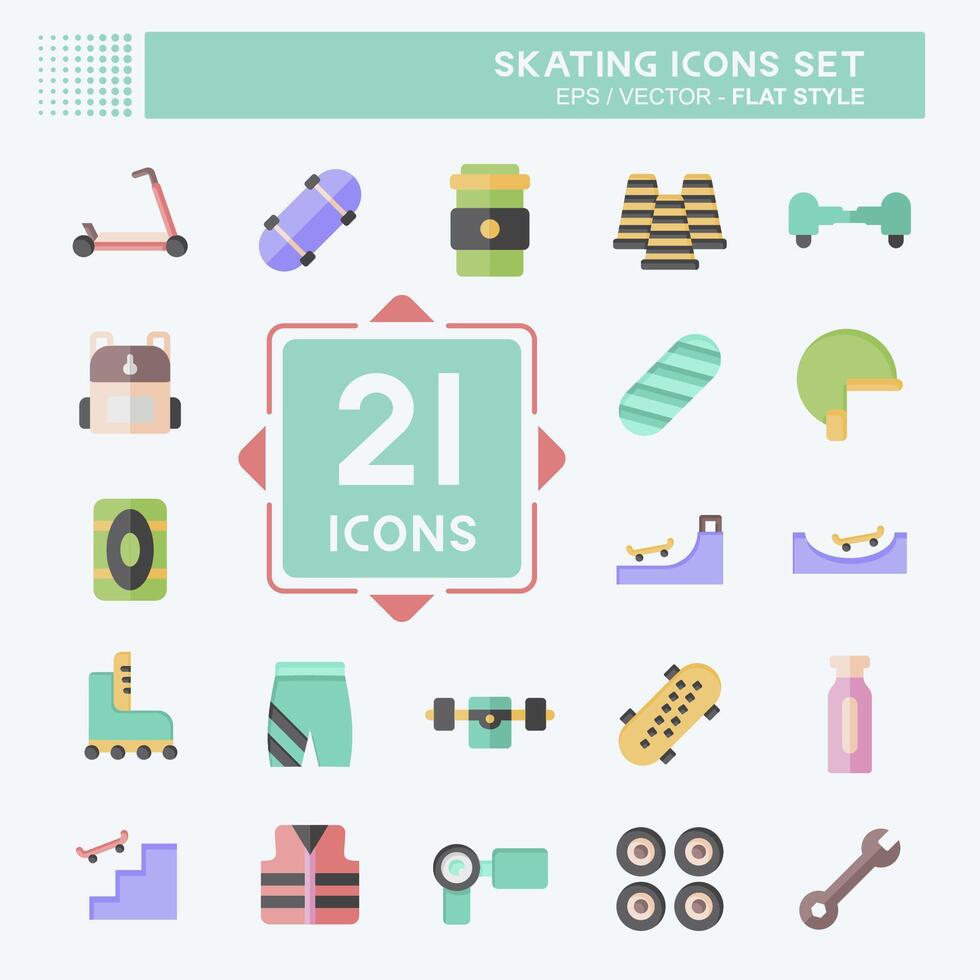 Icon Set Skating. related to Sport symbol. flat style. simple design illustration Stock Free