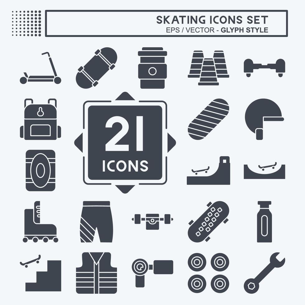 Icon Set Skating. related to Sport symbol. glyph style. simple design illustration Stock Free