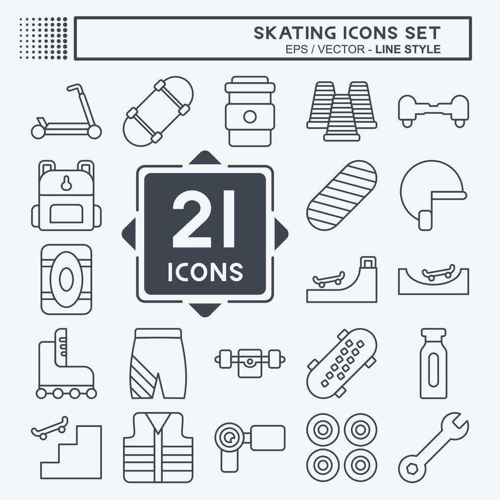 Icon Set Skating. related to Sport symbol. line style. simple design illustration Stock Free