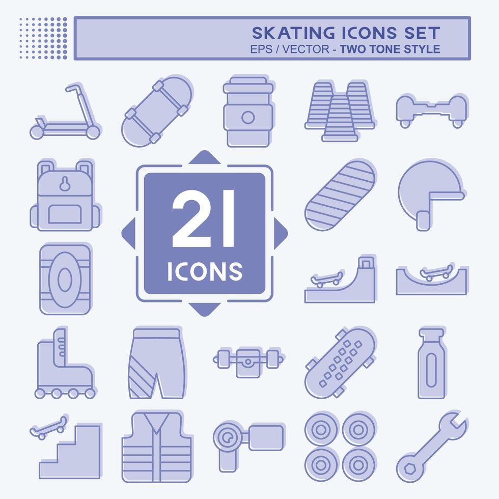 Icon Set Skating. related to Sport symbol. two tone style. simple design illustration Stock Free