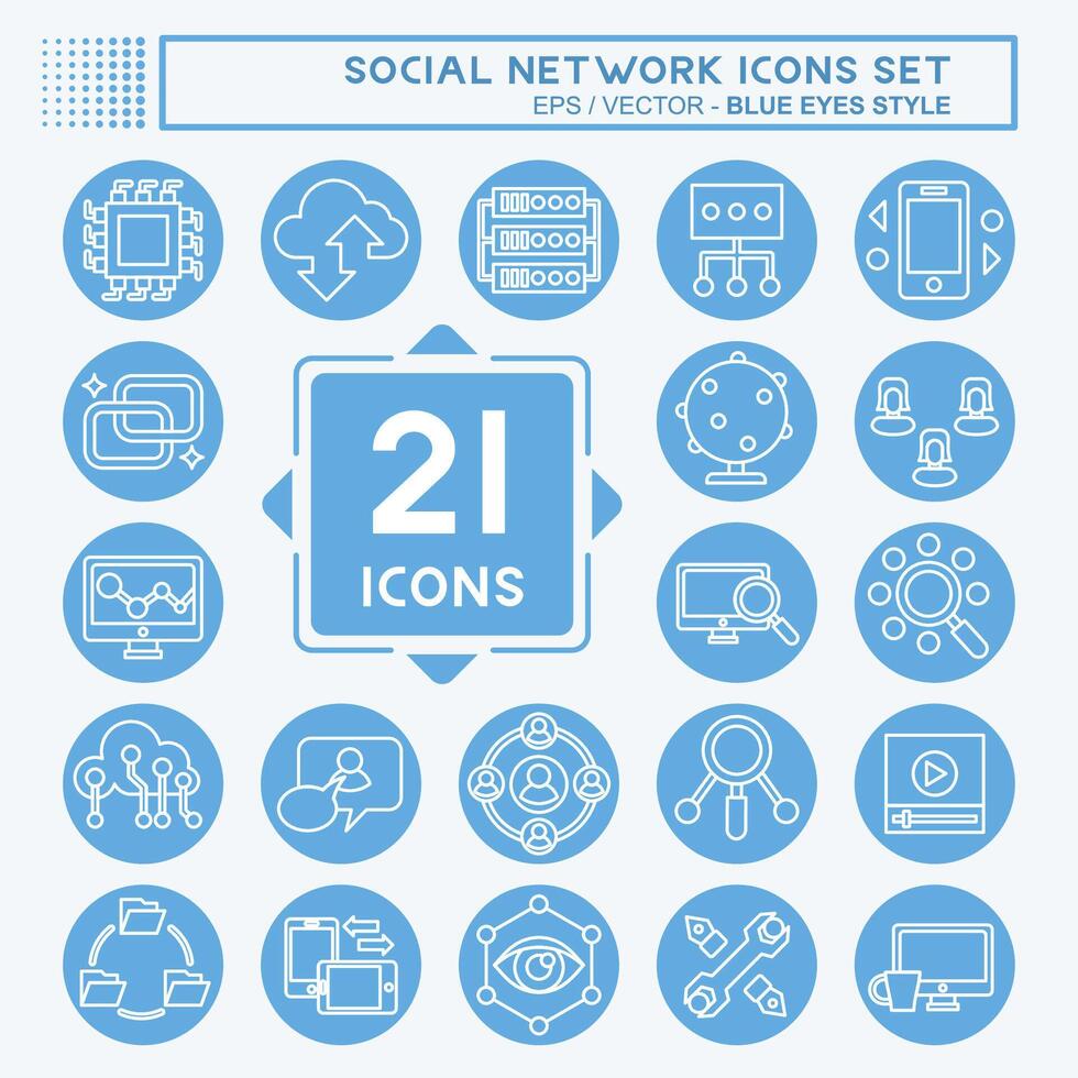 Icon Set Social Network. related to Internet symbol. blue eyes style. simple design illustration Stock Free