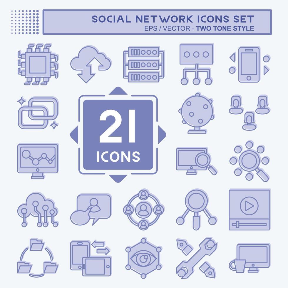 Icon Set Social Network. related to Internet symbol. – two tone style. simple design illustration Stock Free