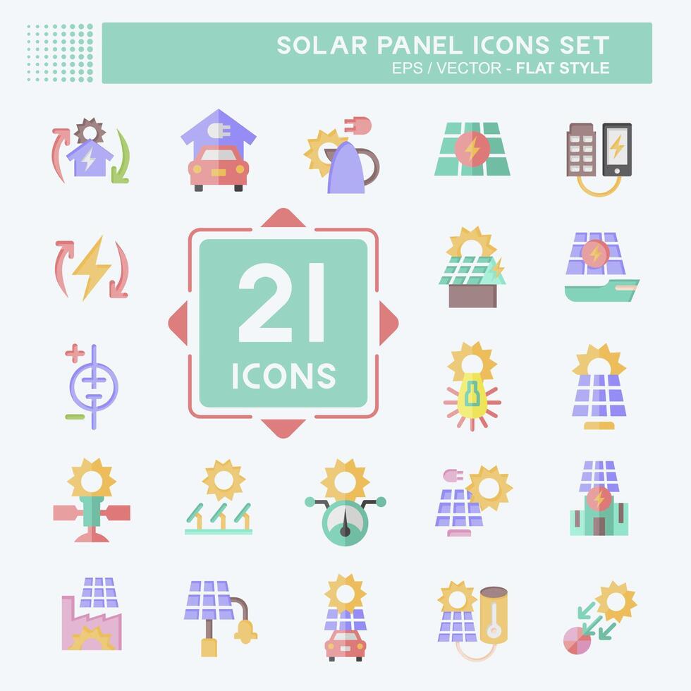 Icon Set Solar Panel. related to Ecology symbol. flat style. simple design illustration. Stock Free