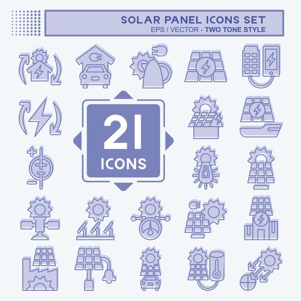 Icon Set Solar Panel. related to Ecology symbol. two tone style. simple design illustration. Stock Free