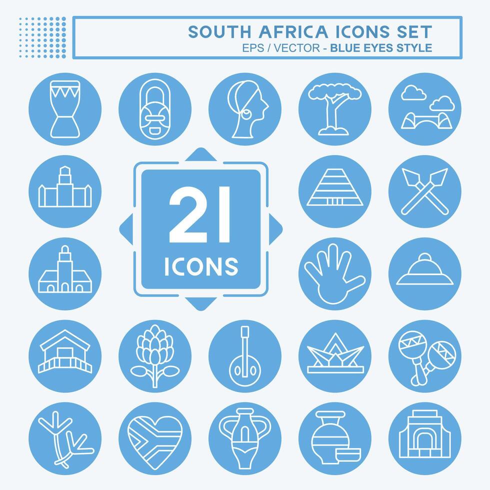 Icon Set South Africa. related to Education symbol. blue eyes style. simple design illustration Stock Free