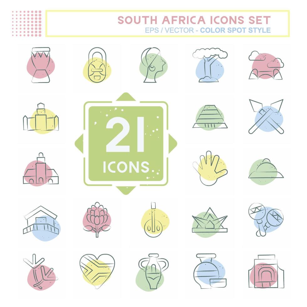 Icon Set South Africa. related to Education symbol. Color Spot Style. simple design illustration Stock Free