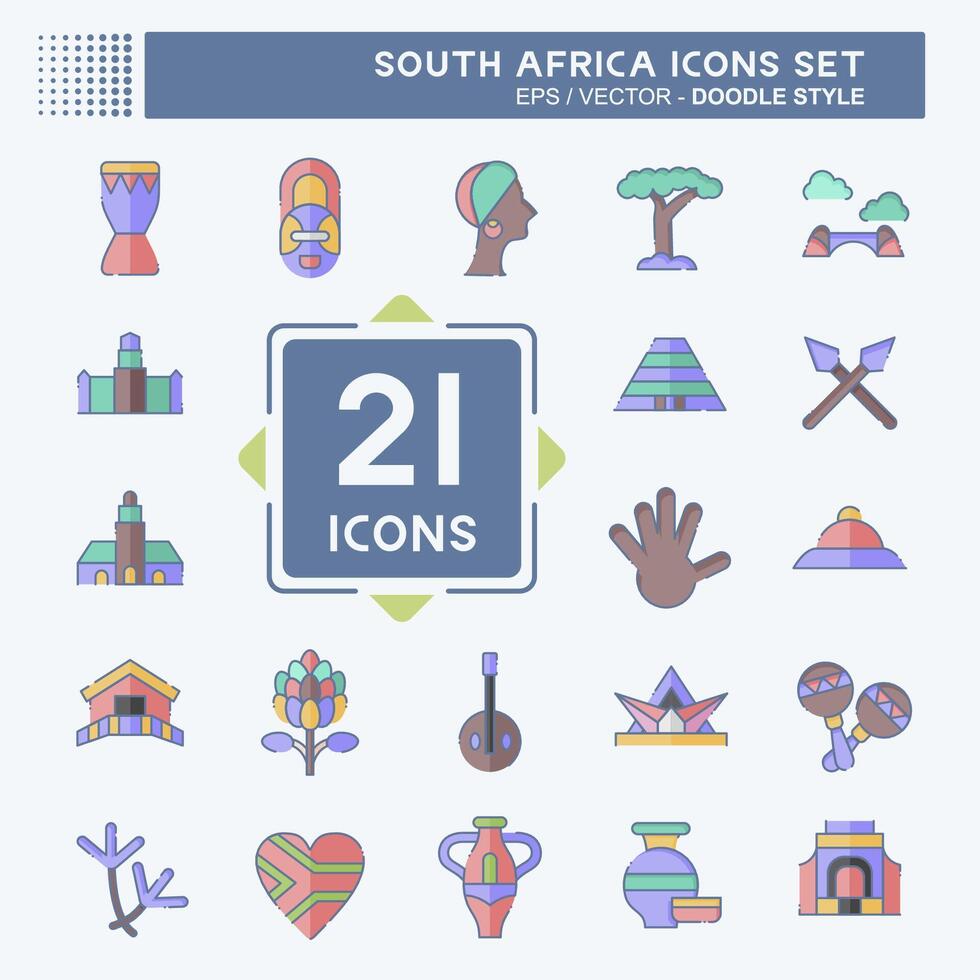 Icon Set South Africa. related to Education symbol. doodle style. simple design illustration Stock Free