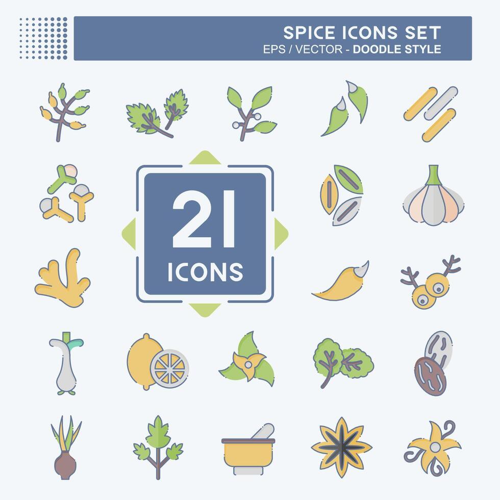 Icon Set Spice. related to Vegetable symbol. doodle style. simple design editable. simple illustration Stock Free