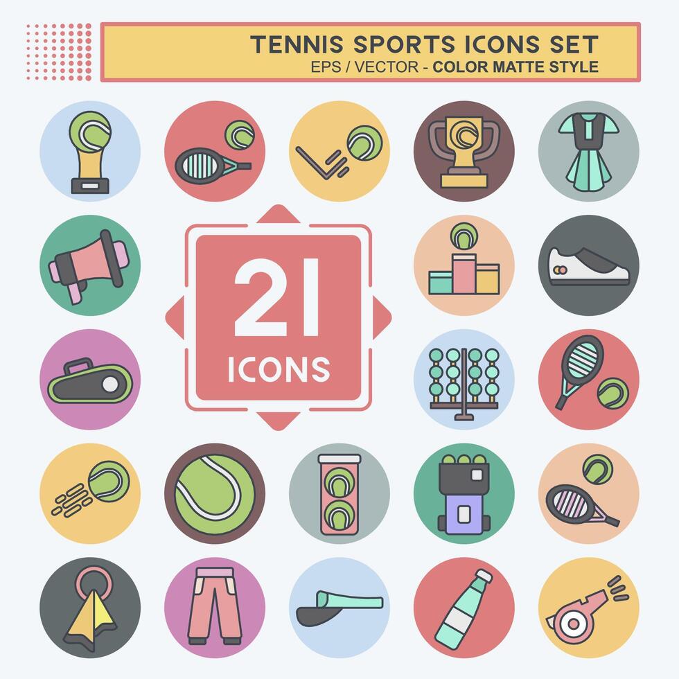 Icon Set Tennis Sports. related to Hobby symbol. color mate style. simple design illustration Stock Free