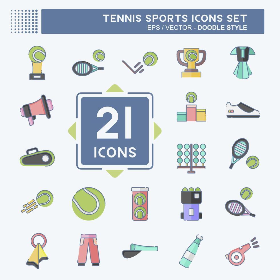 Icon Set Tennis Sports. related to Hobby symbol. doodle style. simple design illustration Stock Free