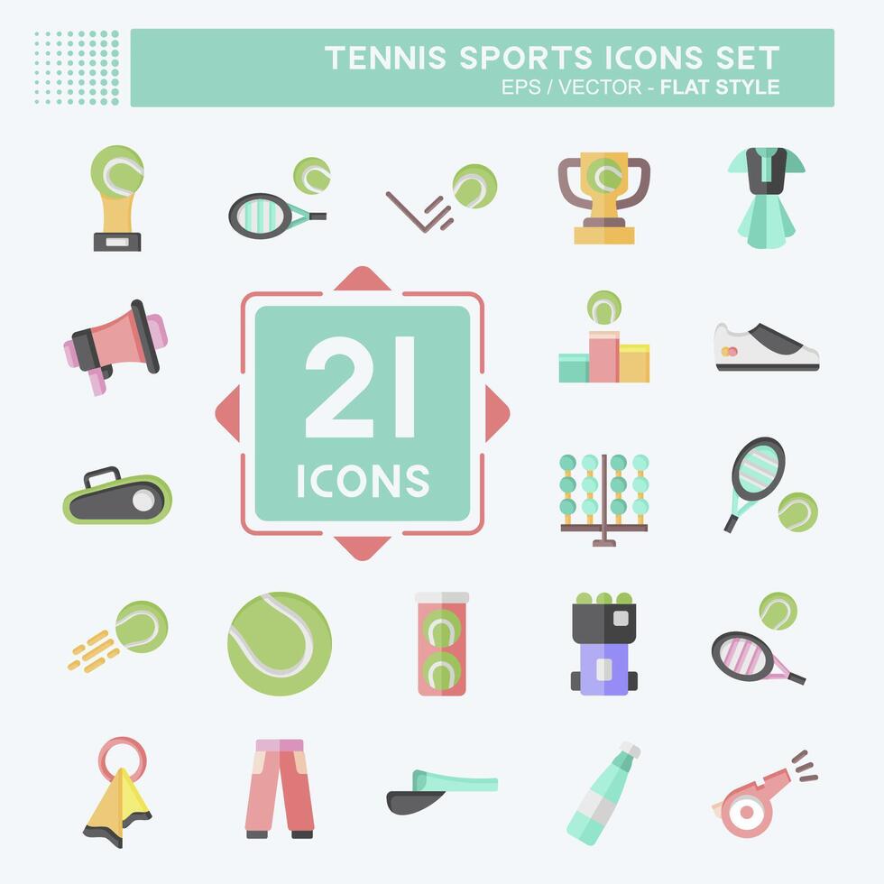 Icon Set Tennis Sports. related to Hobby symbol. flat style. simple design illustration Stock Free