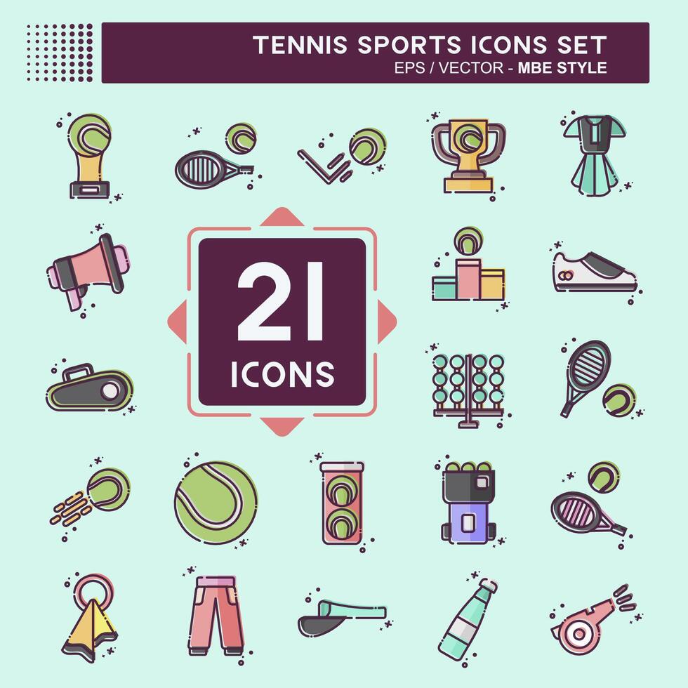 Icon Set Tennis Sports. related to Hobby symbol. MBE style. simple design illustration Stock Free