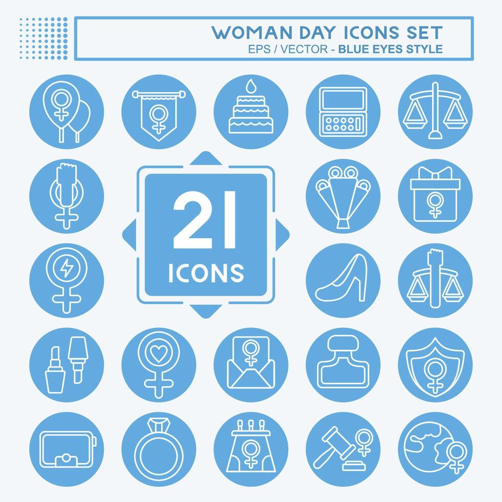 Icon Set Woman Day. related to Women Justice symbol. blue eyes style. simple design illustration Stock Free