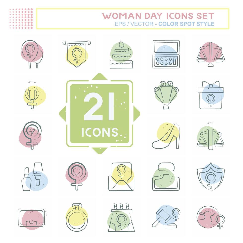 Icon Set Woman Day. related to Women Justice symbol. Color Spot Style. simple design illustration Stock Free