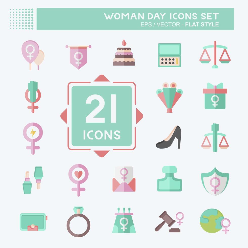 Icon Set Woman Day. related to Women Justice symbol. flat style. simple design illustration Stock Free