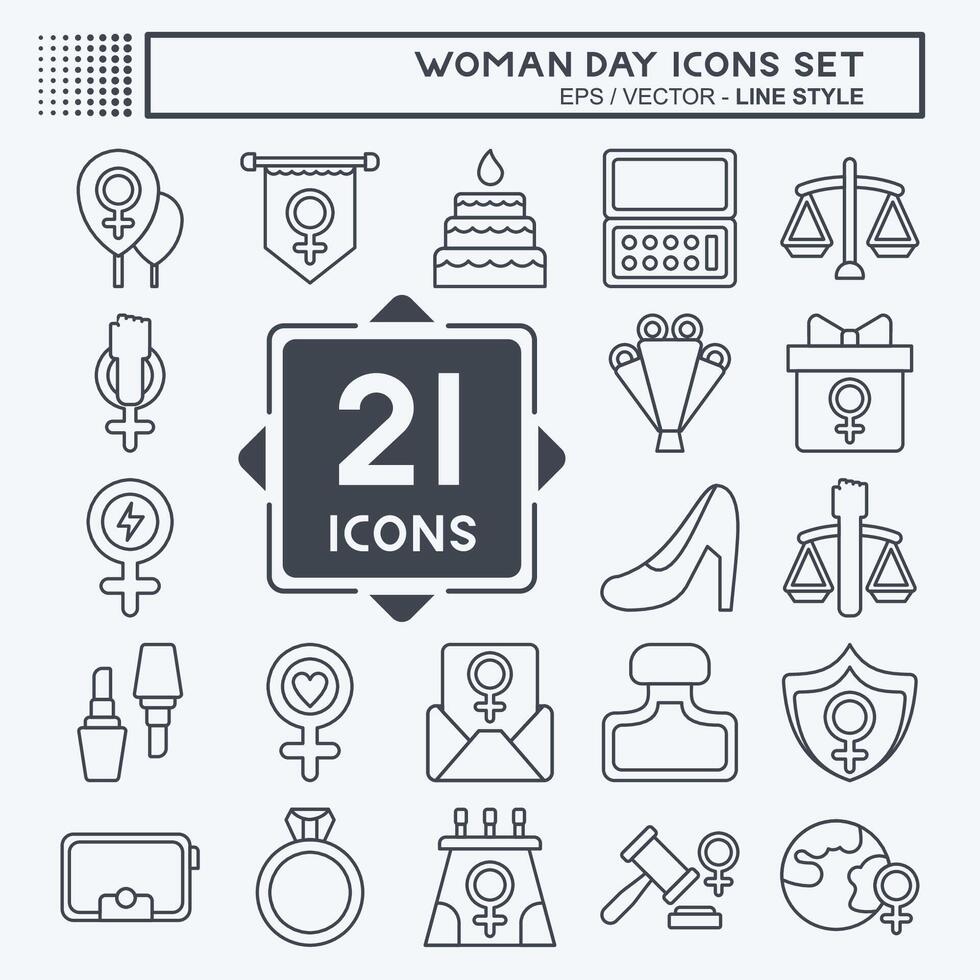 Icon Set Woman Day. related to Women Justice symbol. line style. simple design illustration Stock Free