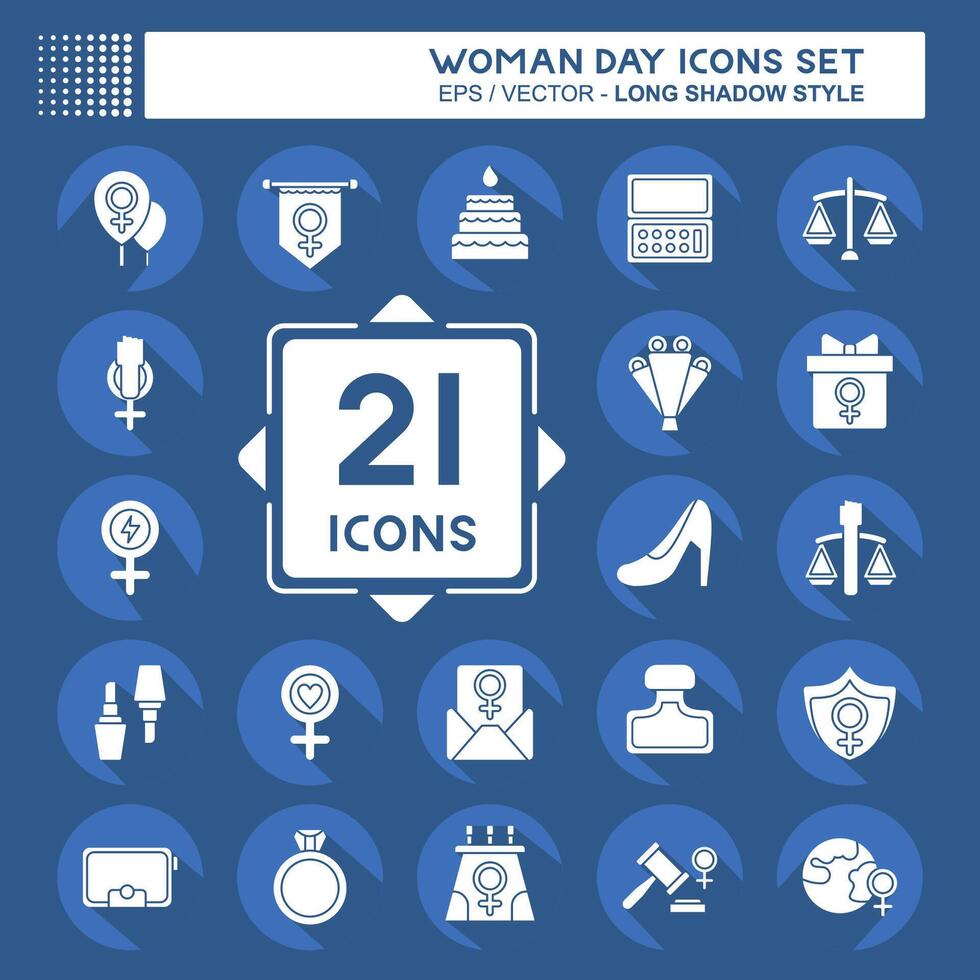 Icon Set Woman Day. related to Women Justice symbol. long shadow style. simple design illustration Stock Free