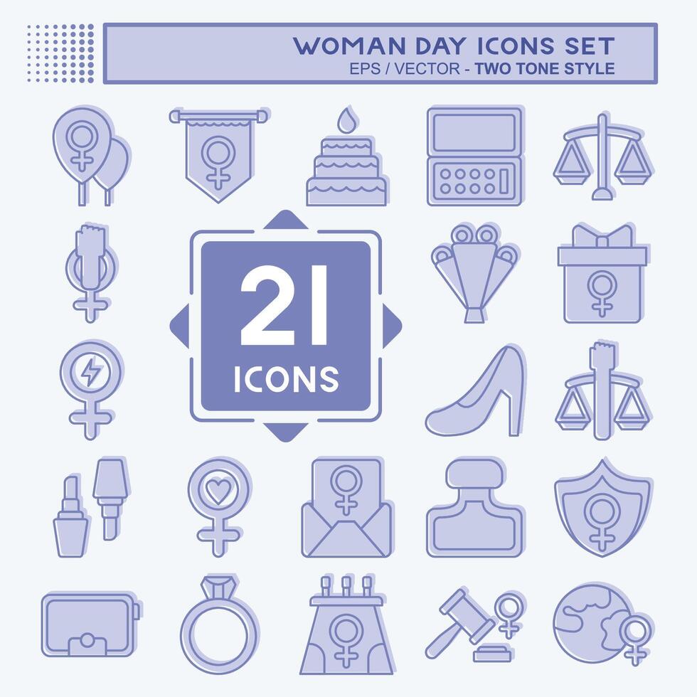 Icon Set Woman Day. related to Women Justice symbol. two tone style. simple design illustration Stock Free