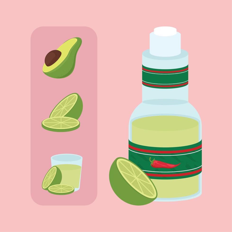 icons avocado and tequila Stock Free