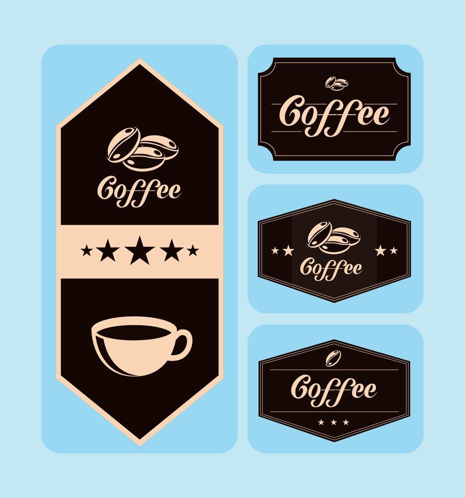 icons collection coffee labels Stock Free