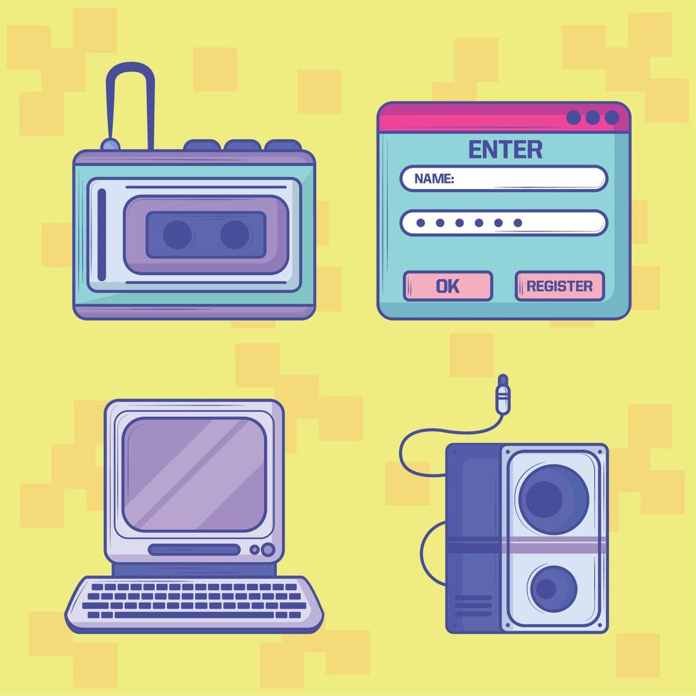 icons retro tech Stock Free