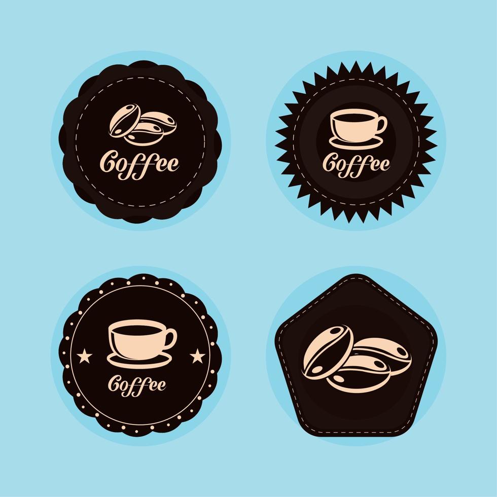 icons set coffee labels Stock Free