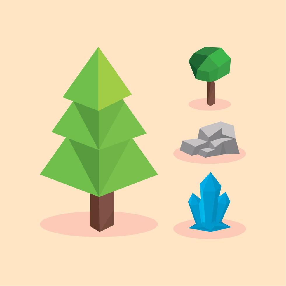 icons set low poly Stock Free