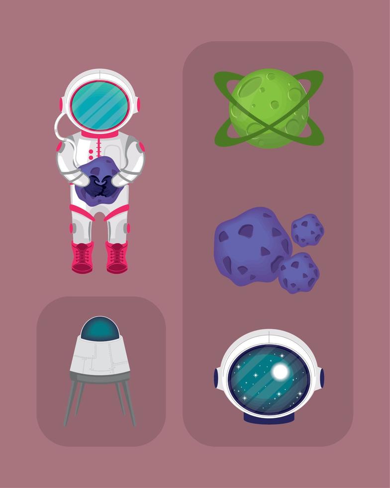 icons space cartoon Stock Free