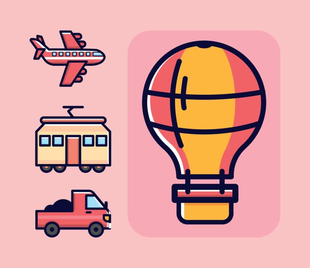 icons transport cartoon Stock Free