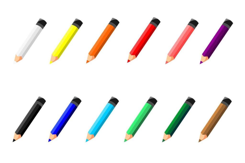Illustration of Cartoon Character of colored pencils. colored pencils illustration has many color. colored pencils illustration good for print sticker, icon, logo Stock Free