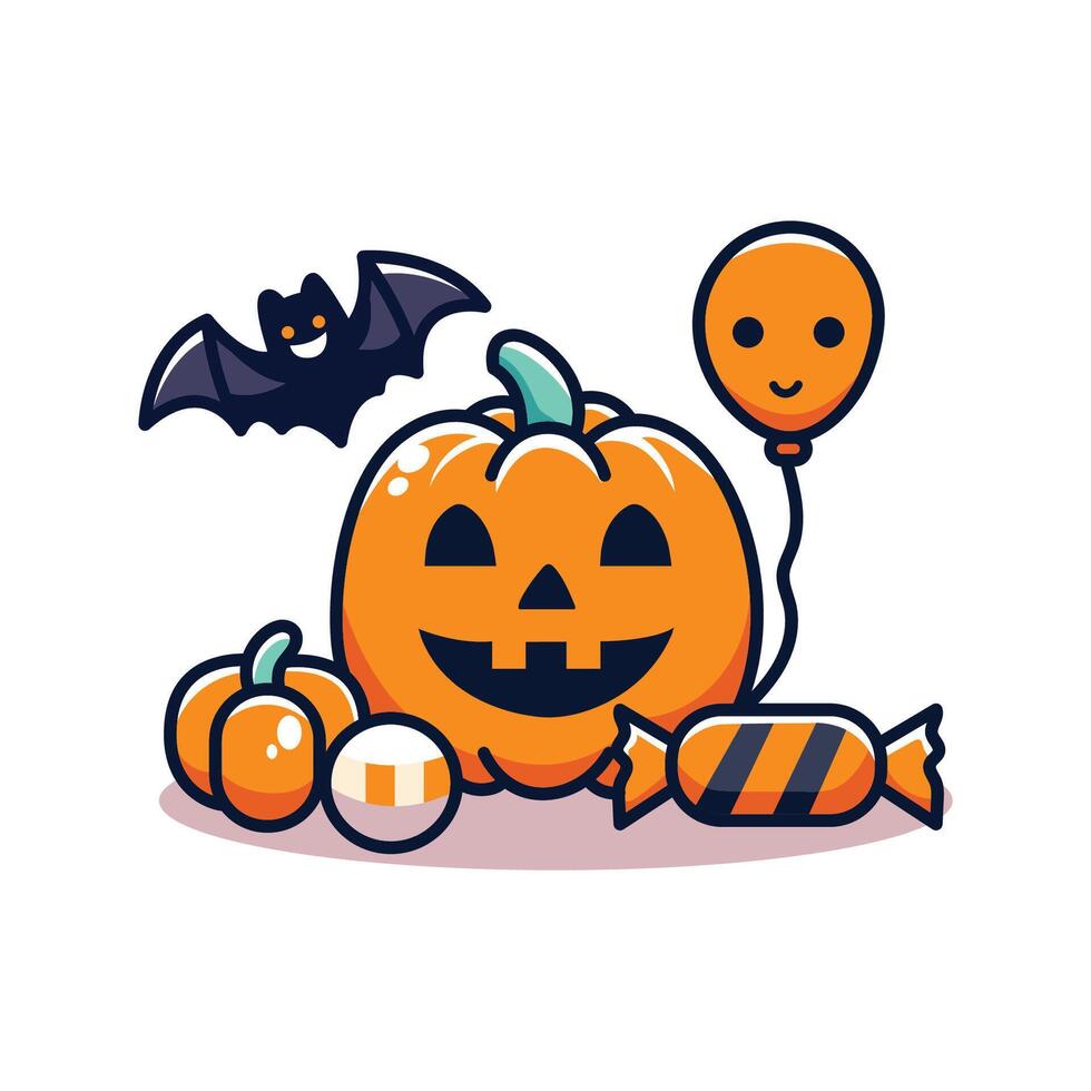 illustration of cute Halloween icons Stock Free