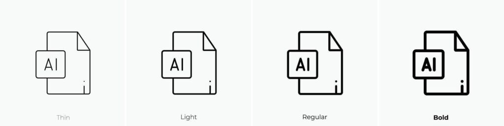 illustrator icon. Thin, Light, Regular And Bold style design isolated on white background Stock Free