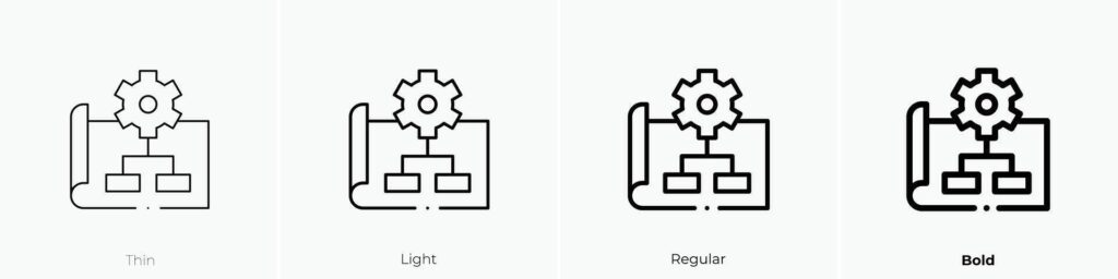 implement icon. Thin, Light, Regular And Bold style design isolated on white background Stock Free