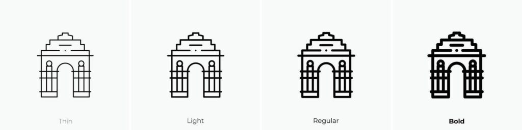 india gate icon. Thin, Light, Regular And Bold style design isolated on white background Stock Free