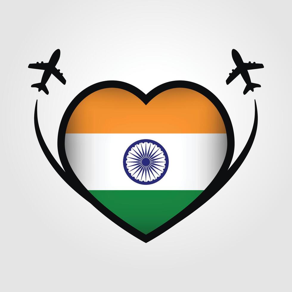 India Travel Heart Flag With Airplane Icons Stock Free