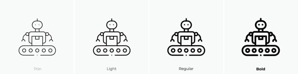 industrial robot icon. Thin, Light, Regular And Bold style design isolated on white background Stock Free